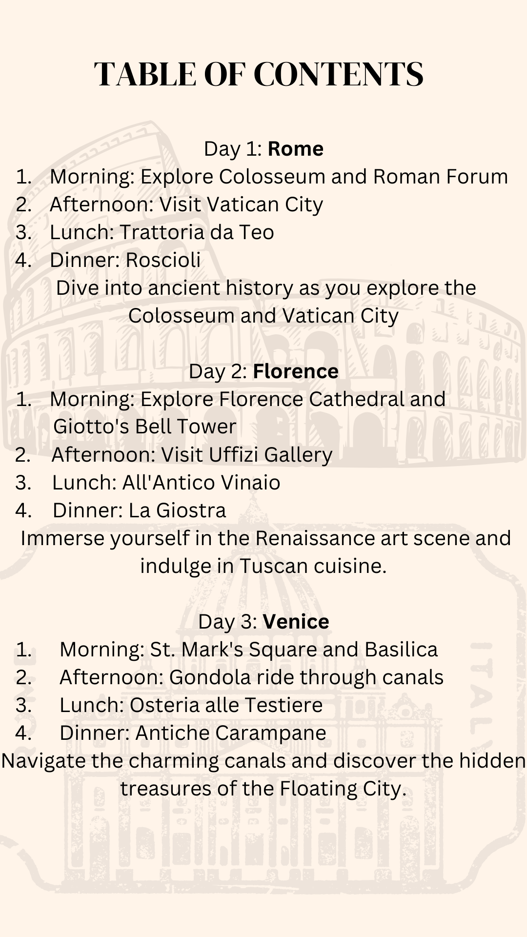 Italian Adventure: Your Ultimate Travel Companion(Tour Itinerary)